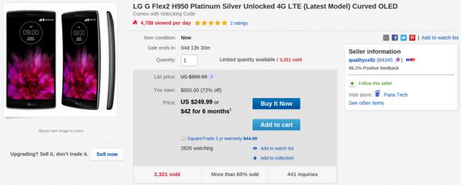 Fotografía - [Alerta Trato] Comprar un completamente nuevo desbloqueado AT & T LG G Flex 2 en eBay por $ 250 ($ 40 menos de lo que era Last Time)
